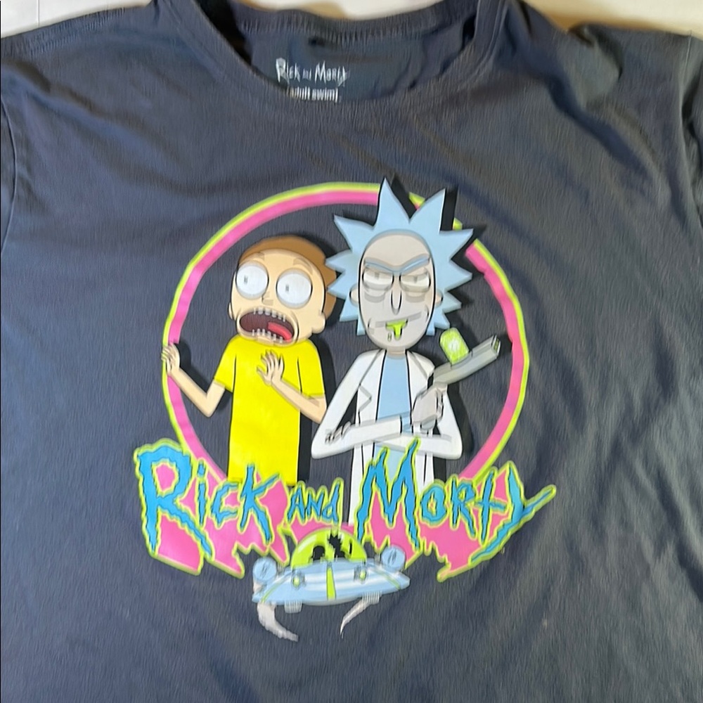 Rick and Morty adult swim t-shirt, grayish blue XXL